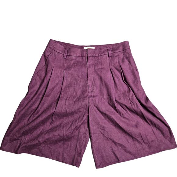 Anthropologie Maeve The Avery Pleated Trouser Shorts Violet Women’s Size: 4 - Picture 2 of 6